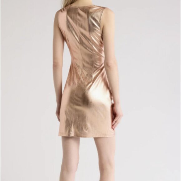 *NWT* WISHLIST Apparel Cowl Neck Sleeveless Metallic Party Mini Dress, Size M - Picture 2 of 9